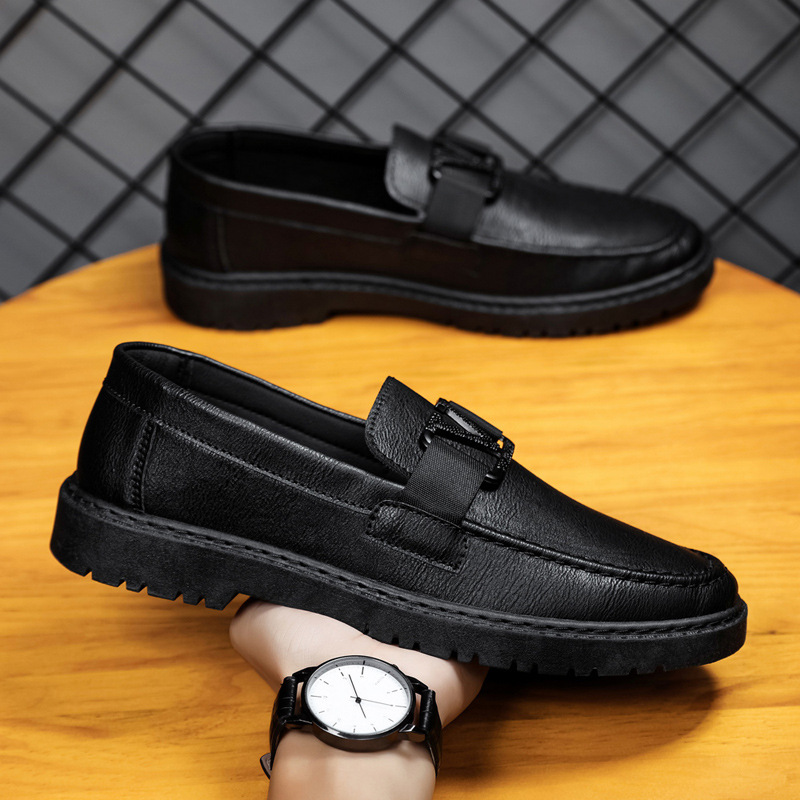 British style summer men's shoes versatile men's casual shoes business formal black leather shoes work trendy shoes image 7