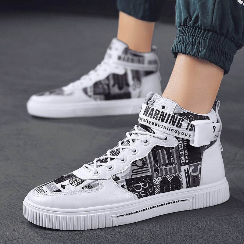 Spring men's trendy shoes, black high top shoes for teenagers, sports shoes for boys, junior high school students, and men's adobe shoes image 4