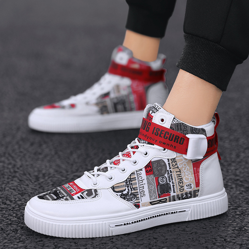 Spring men's trendy shoes, black high top shoes for teenagers, sports shoes for boys, junior high school students, and men's adobe shoes