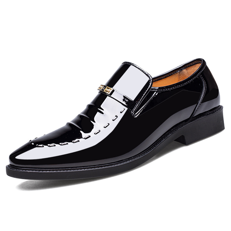 leather shoes, men's breathable Korean style shoes, business formal low cut shoes image 3