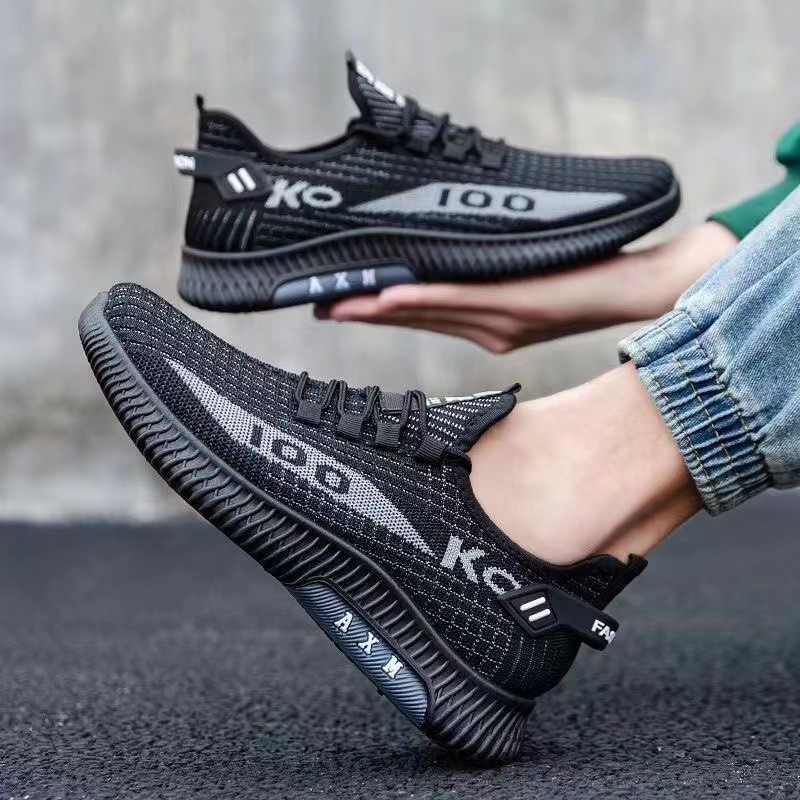 autumn sports shoes with fly woven mesh breathable running shoes for youth Korean version lightweight soft sole comfortable men's shoes image 4