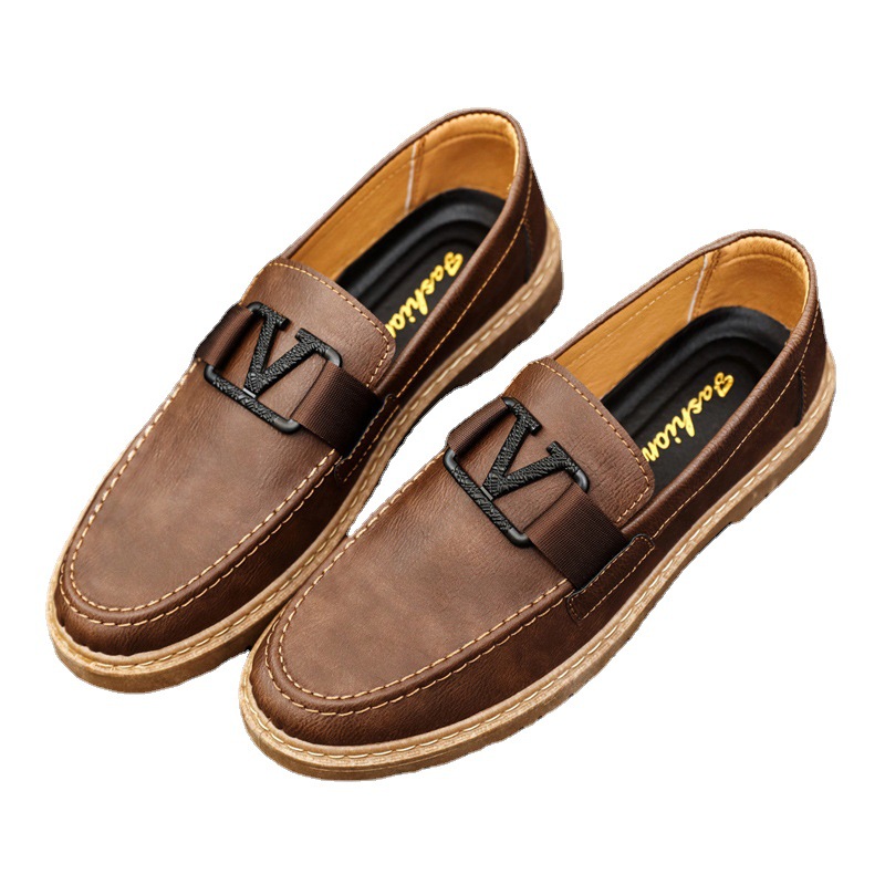 British style summer men's shoes versatile men's casual shoes business formal black leather shoes work trendy shoes image 4