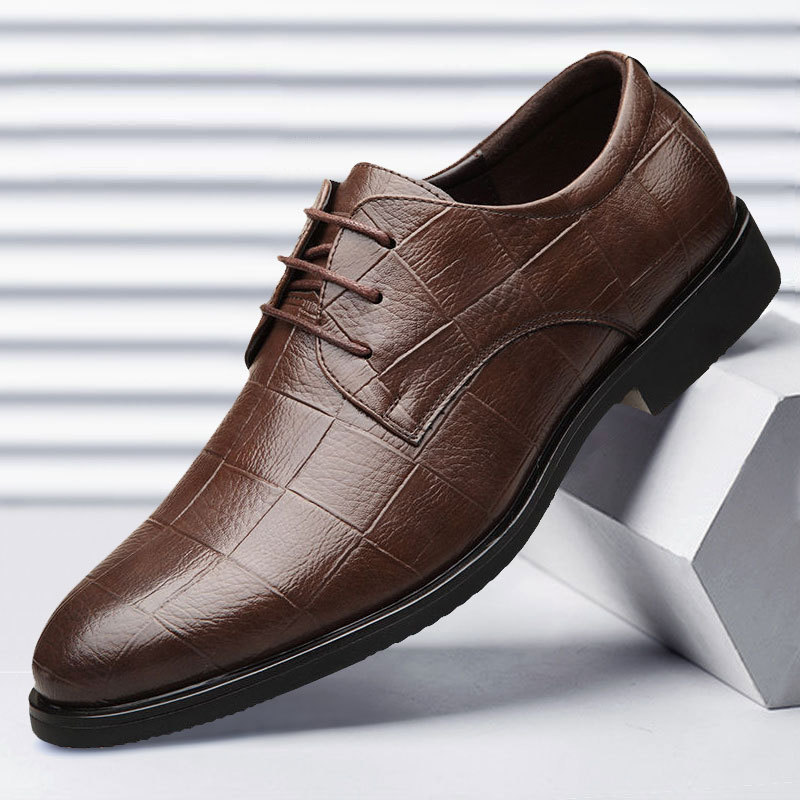 Checkered suit men's business leather shoes formal men's shoes versatile checkered casual wedding shoes image 3