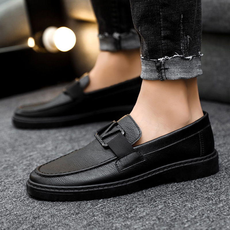 British style summer men's shoes versatile men's casual shoes business formal black leather shoes work trendy shoes image 5