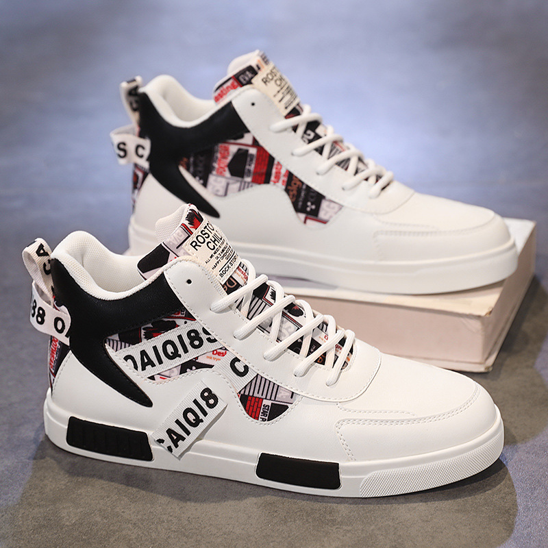 Four Seasons New Men's Casual Shoes Fashionable Outdoor Sports Shoes Trendy High Top Board