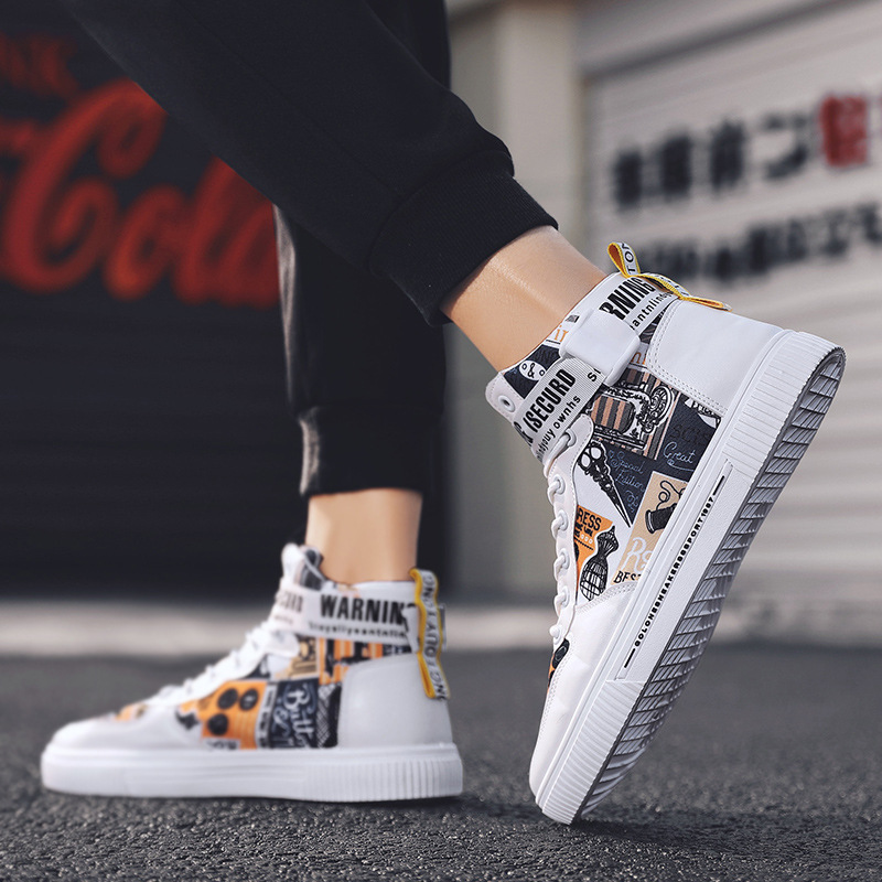 Spring men's trendy shoes, black high top shoes for teenagers, sports shoes for boys, junior high school students, and men's adobe shoes image 7