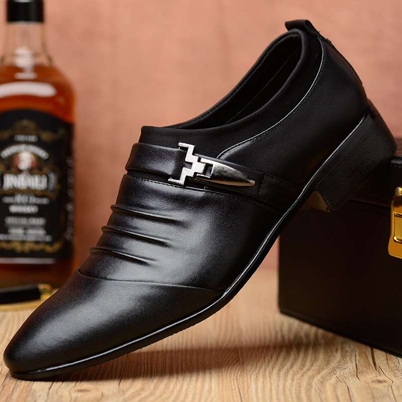 Business casual leather shoes, one foot shoes, youth trendy lazy pointed hairstylists, leather men's