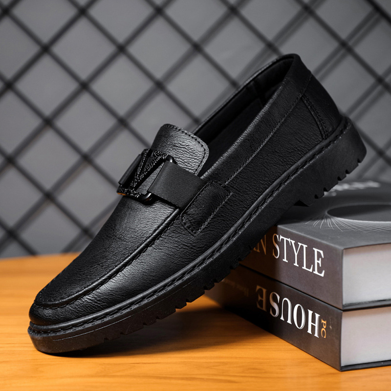 British style summer men's shoes versatile men's casual shoes business formal black leather shoes work trendy shoes image 3