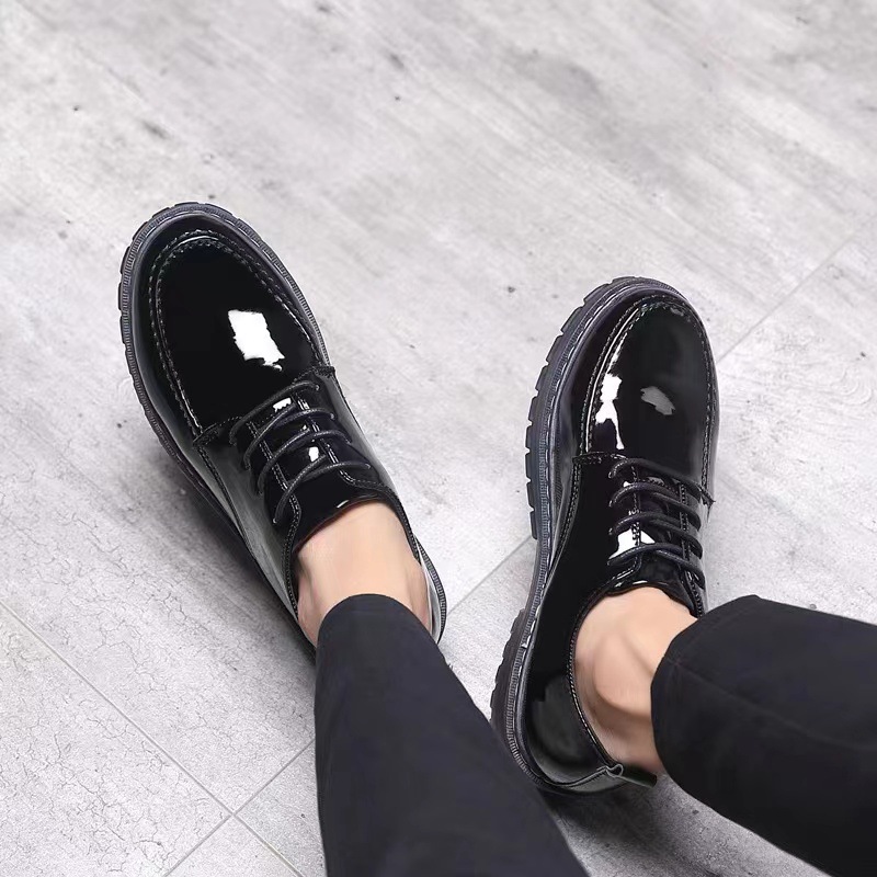 Bright leather casual leather shoes, men's business formal wear, British men's shoes, youth trend