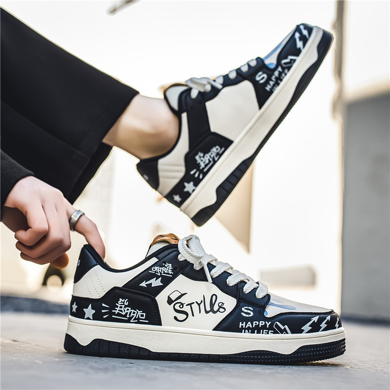 Low cut lace up men's shoes Korean version fashionable color blocked student shoes outdoor niche casual board shoes image 6