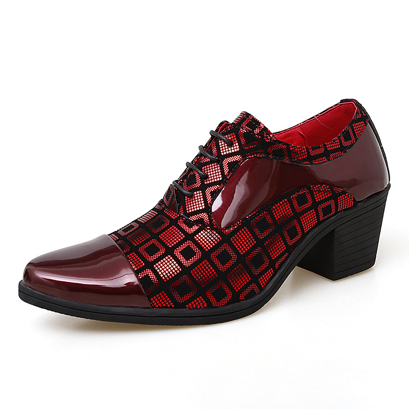 Sharp pointed leather shoes for men height increasing leather shoes for youth trendy British style