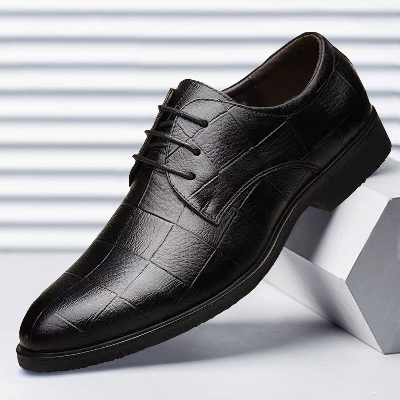 Checkered suit men's business leather shoes formal men's shoes versatile checkered casual wedding shoes image 4