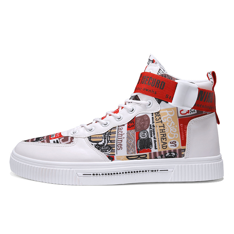 Spring men's trendy shoes, black high top shoes for teenagers, sports shoes for boys, junior high school students, and men's adobe shoes