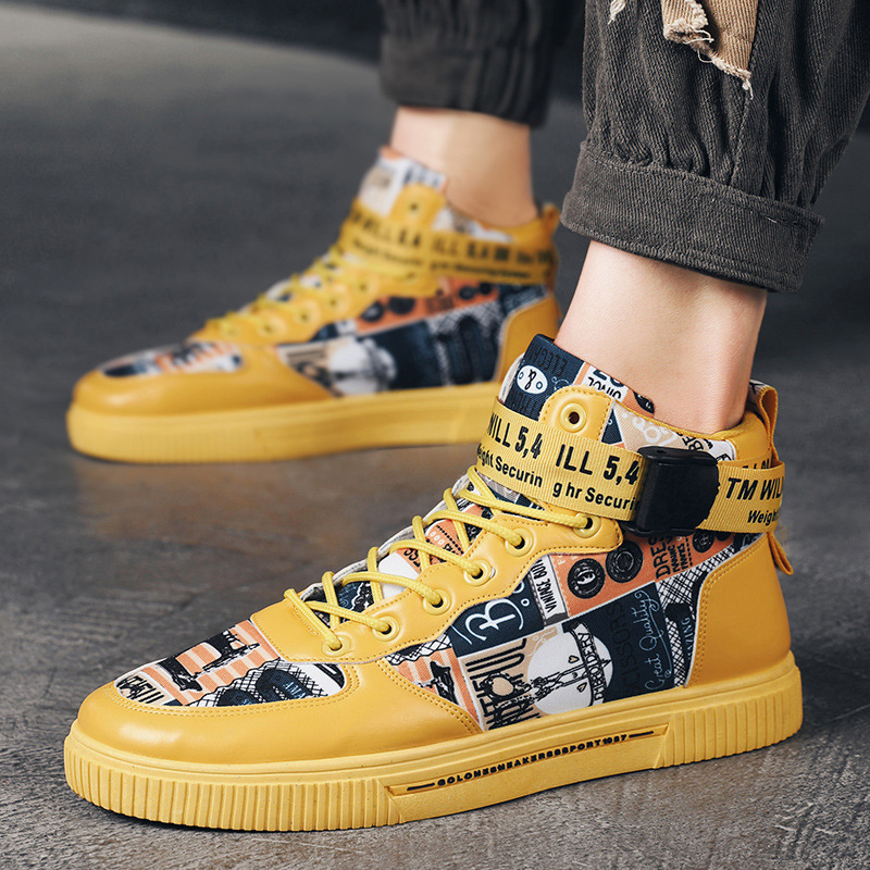 Spring men's trendy shoes, black high top shoes for teenagers, sports shoes for boys, junior high school students, and men's adobe shoes image 3