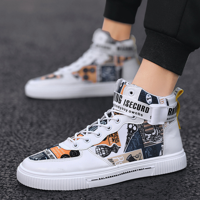 Spring men's trendy shoes, black high top shoes for teenagers, sports shoes for boys, junior high school students, and men's adobe shoes image 5