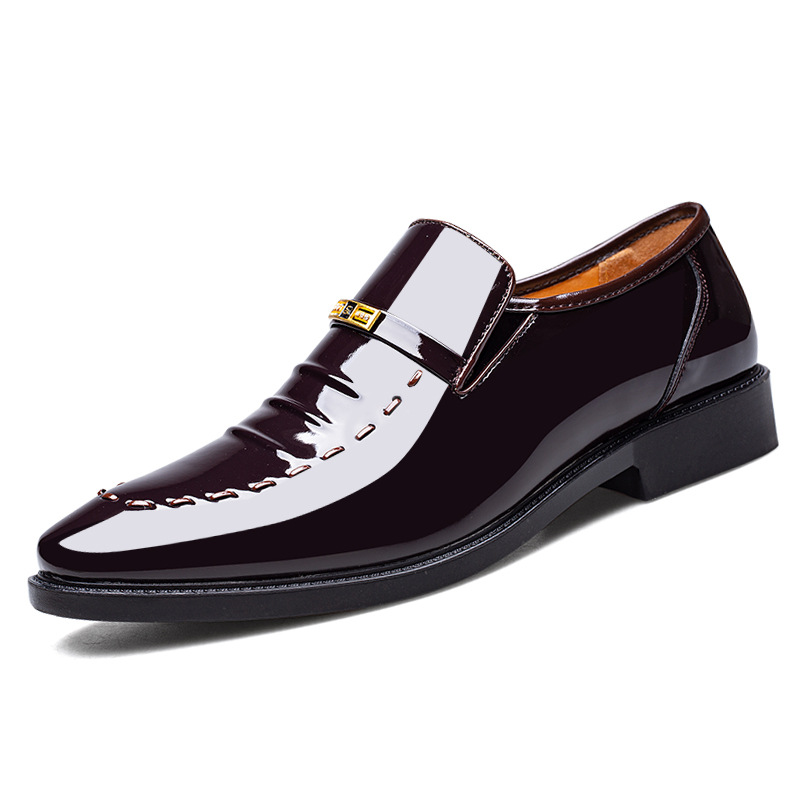 leather shoes, men's breathable Korean style shoes, business formal low cut shoes