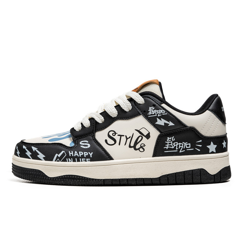 Low cut lace up men's shoes Korean version fashionable color blocked student shoes outdoor niche casual board shoes image 4