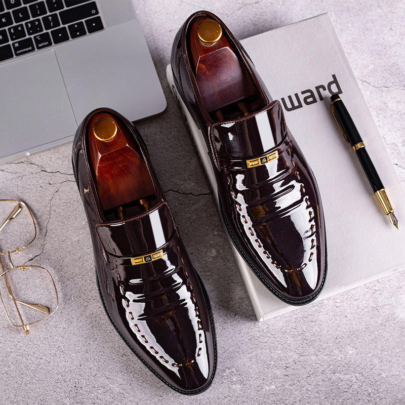 leather shoes, men's breathable Korean style shoes, business formal low cut shoes image 7