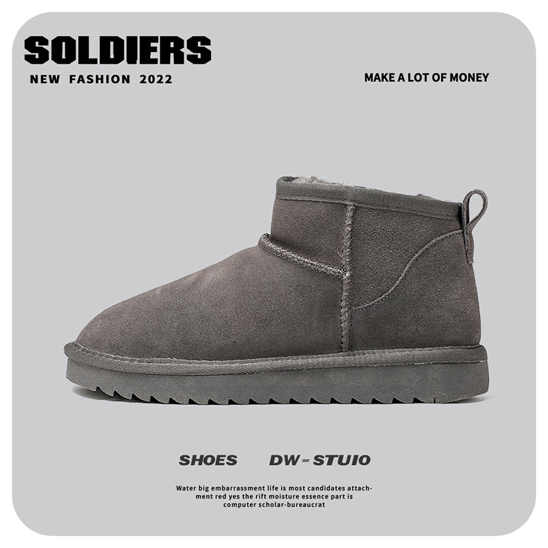 Snow boots for women warm fur integrated short tube boots with thick fleece and anti slip properties image 4