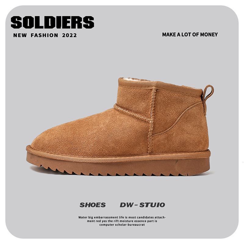 Snow boots for women warm fur integrated short tube boots with thick fleece and anti slip properties image 3