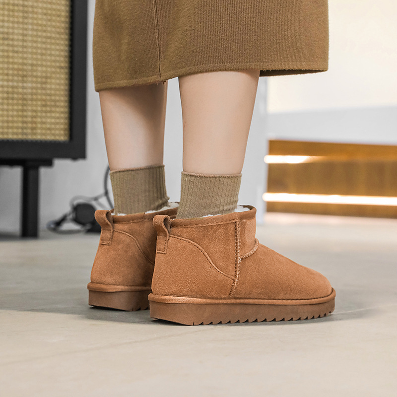 Snow boots for women warm fur integrated short tube boots with thick fleece and anti slip properties image 7