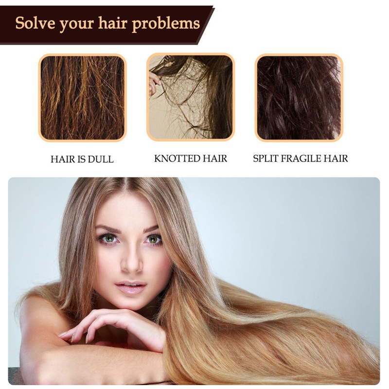 Hair panels showing dull tangled and fragile strands