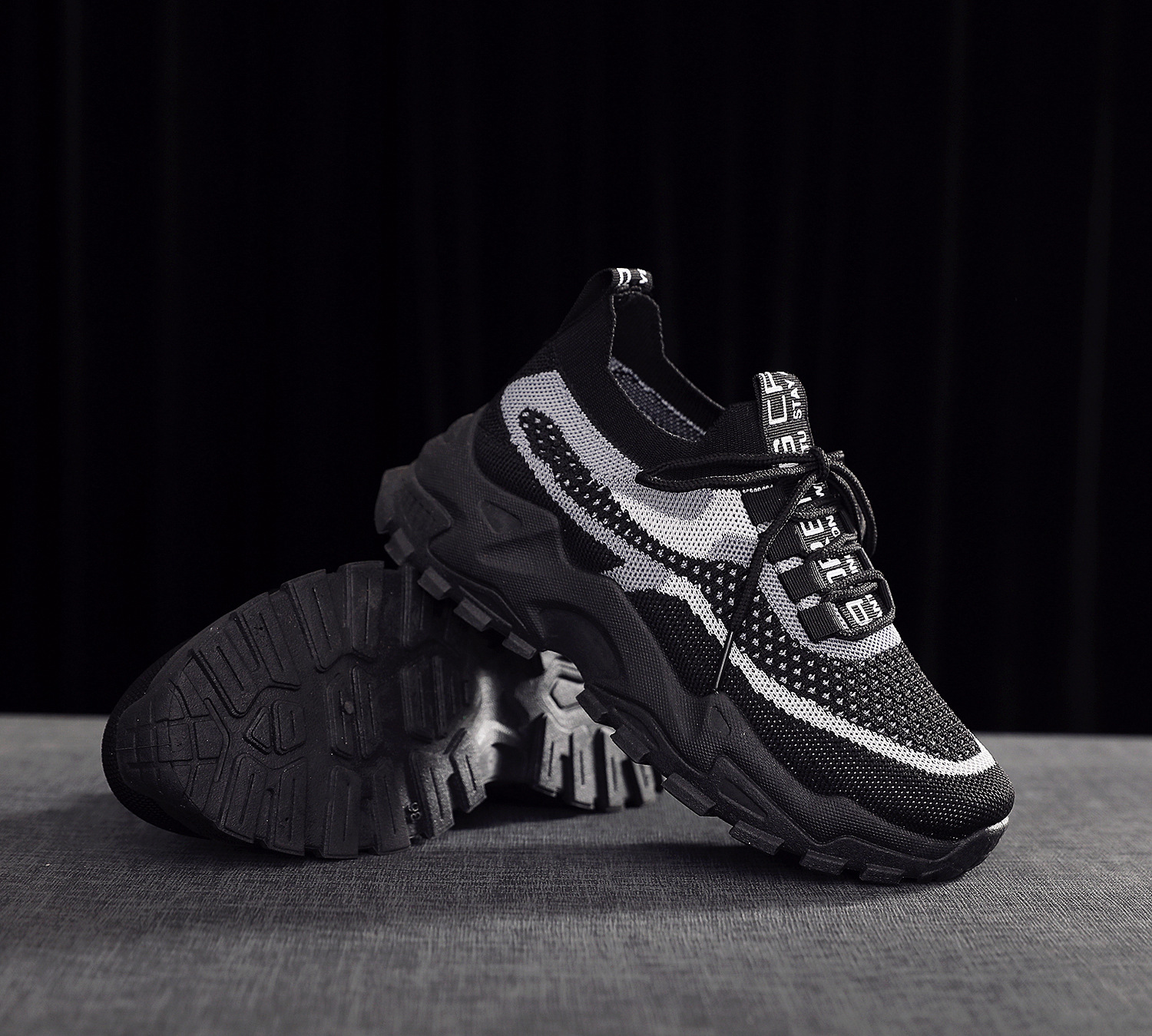 Flyknit shoes breathable and comfortable thick soled shoes dad shoes women's sports shoes image 4