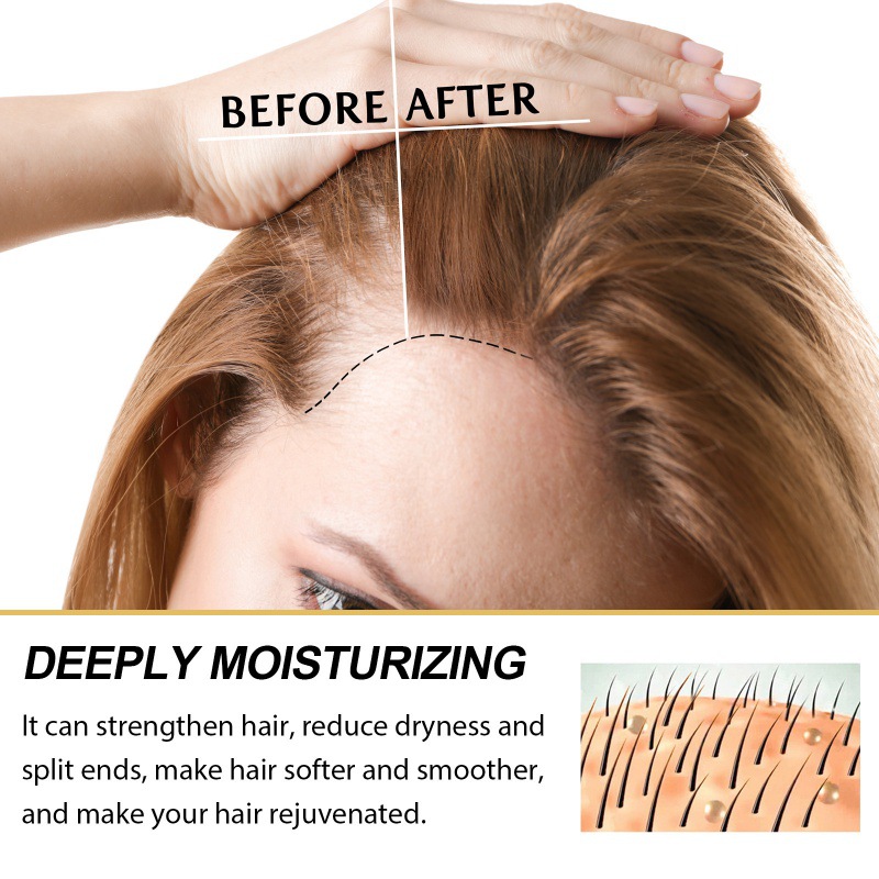 Hairline before and after with smoother glossy-looking hair