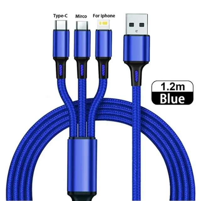 1.2M Charging Cable 3 In 1 USB Type C Charger Cord MultiPort Micro Cable For iPh - 第 13/16 張圖片