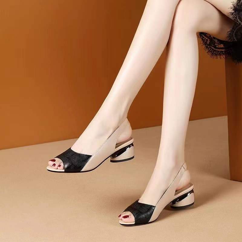 Women Mid Heels Sandals Chunky Casual Shoes Women Summer Walking Shoes image 5