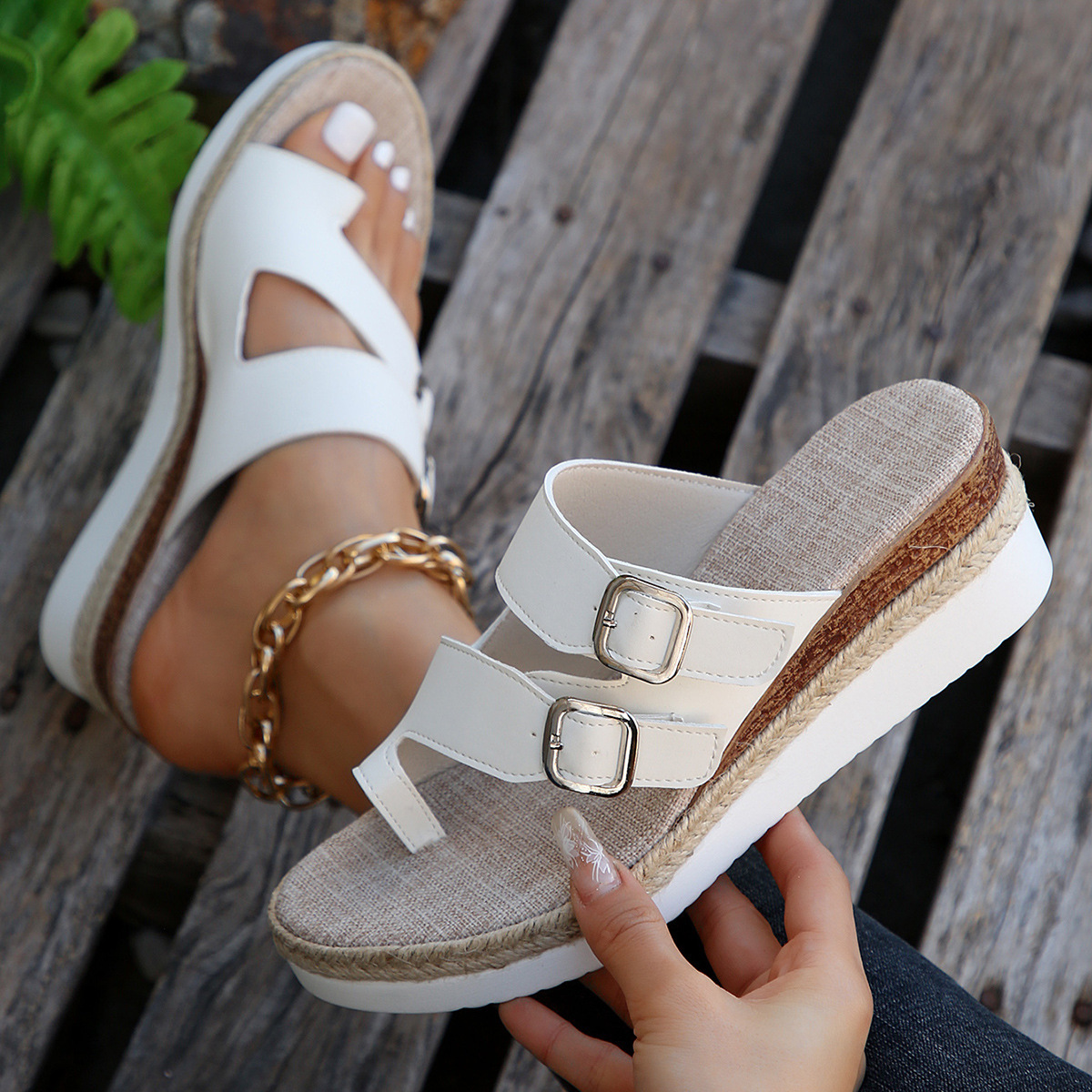 Slippers for women fashionable for outdoor wear slope heels for vacation beach shoes comfortable and cool slippers image 5