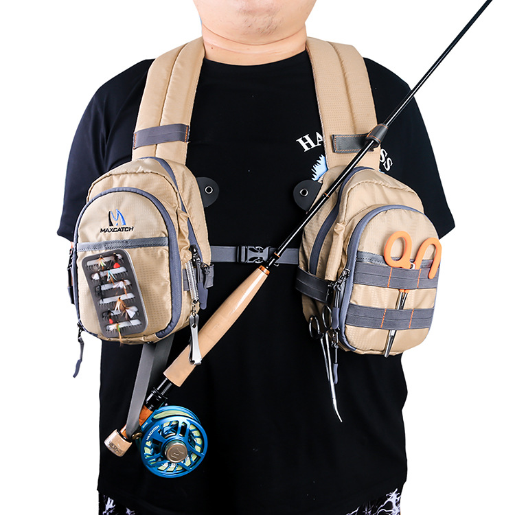 Multi-functional Fly Fishing Tackle Bag with Multiple Pockets, Unisex Chest Pack, Shoulder Fishing