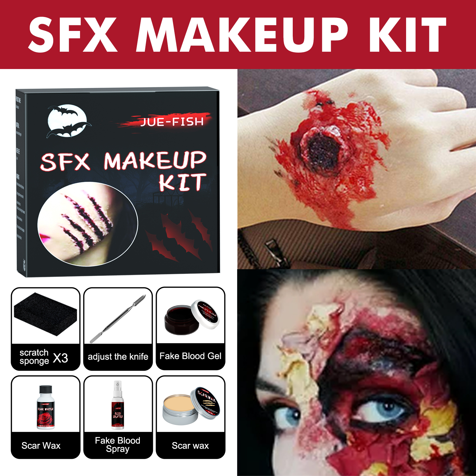 Halloween Makeup Kit, Simulates Plasma Skin Wax-Shaped Scar 