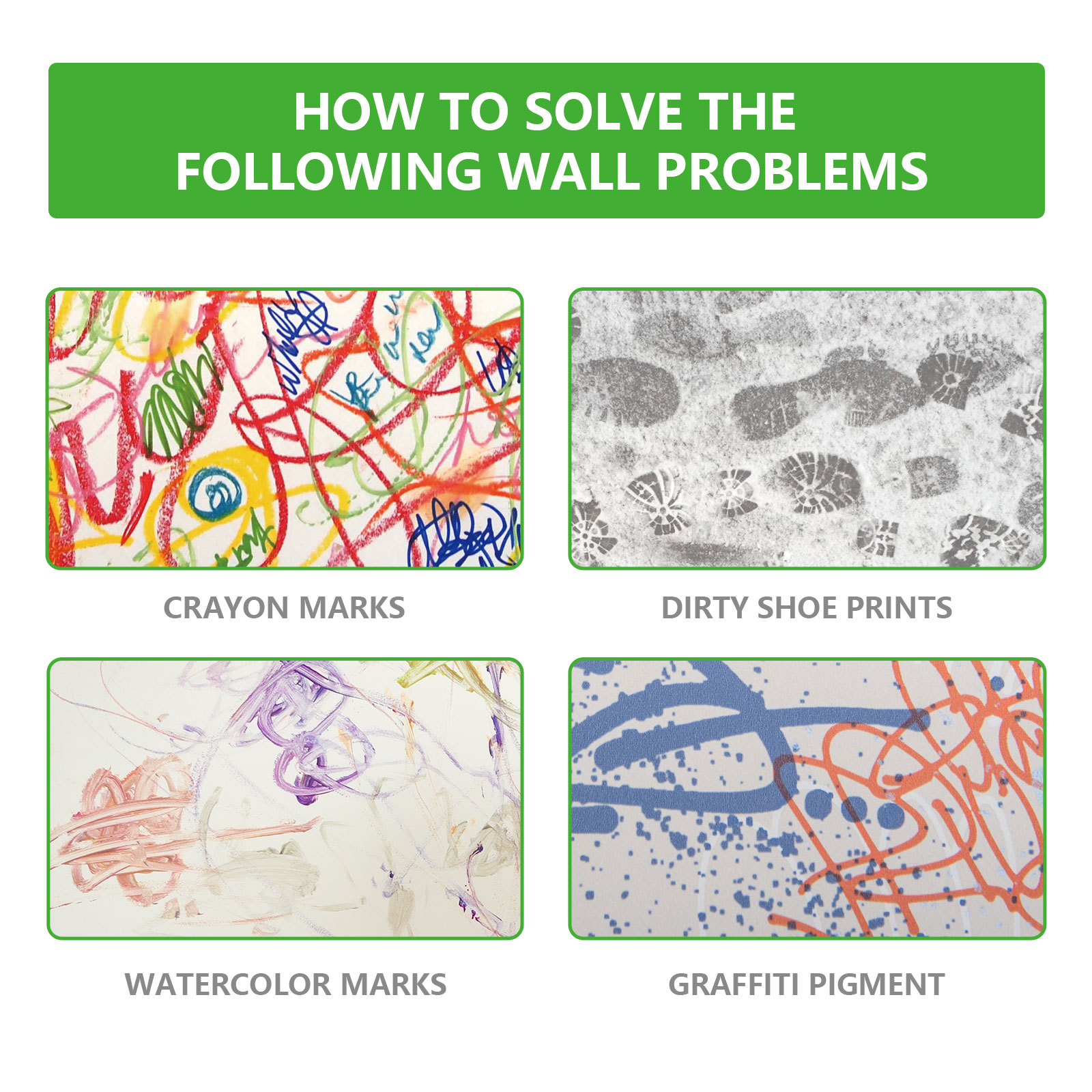 Graphic showing crayon shoe print watercolor and graffiti marks