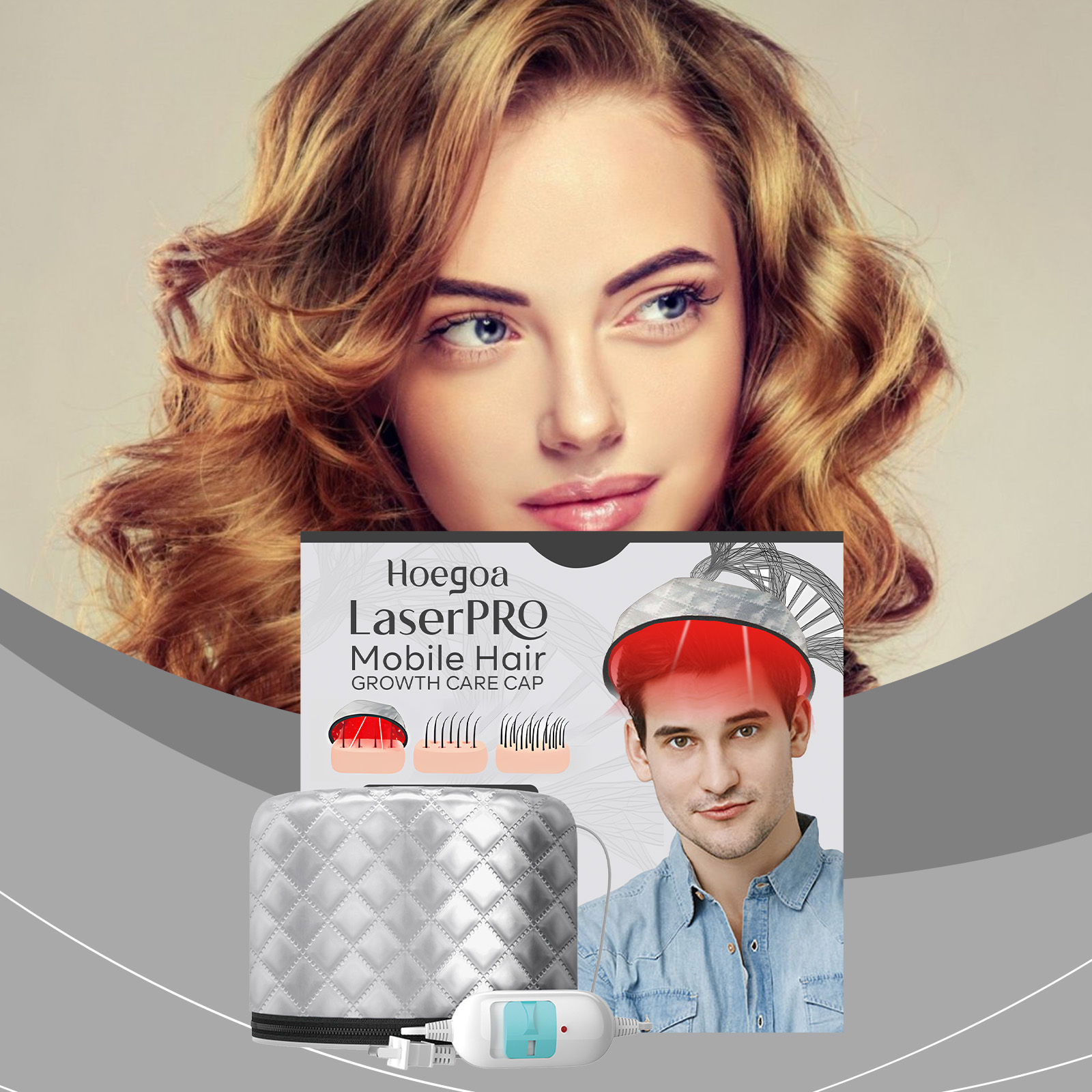 Woman with glossy hair in an at-home care setting
