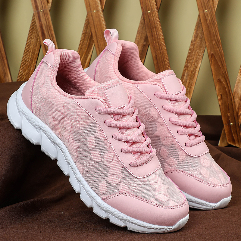 White shoes breathable lightweight casual sports women's shoes soft soled running shoes image 5