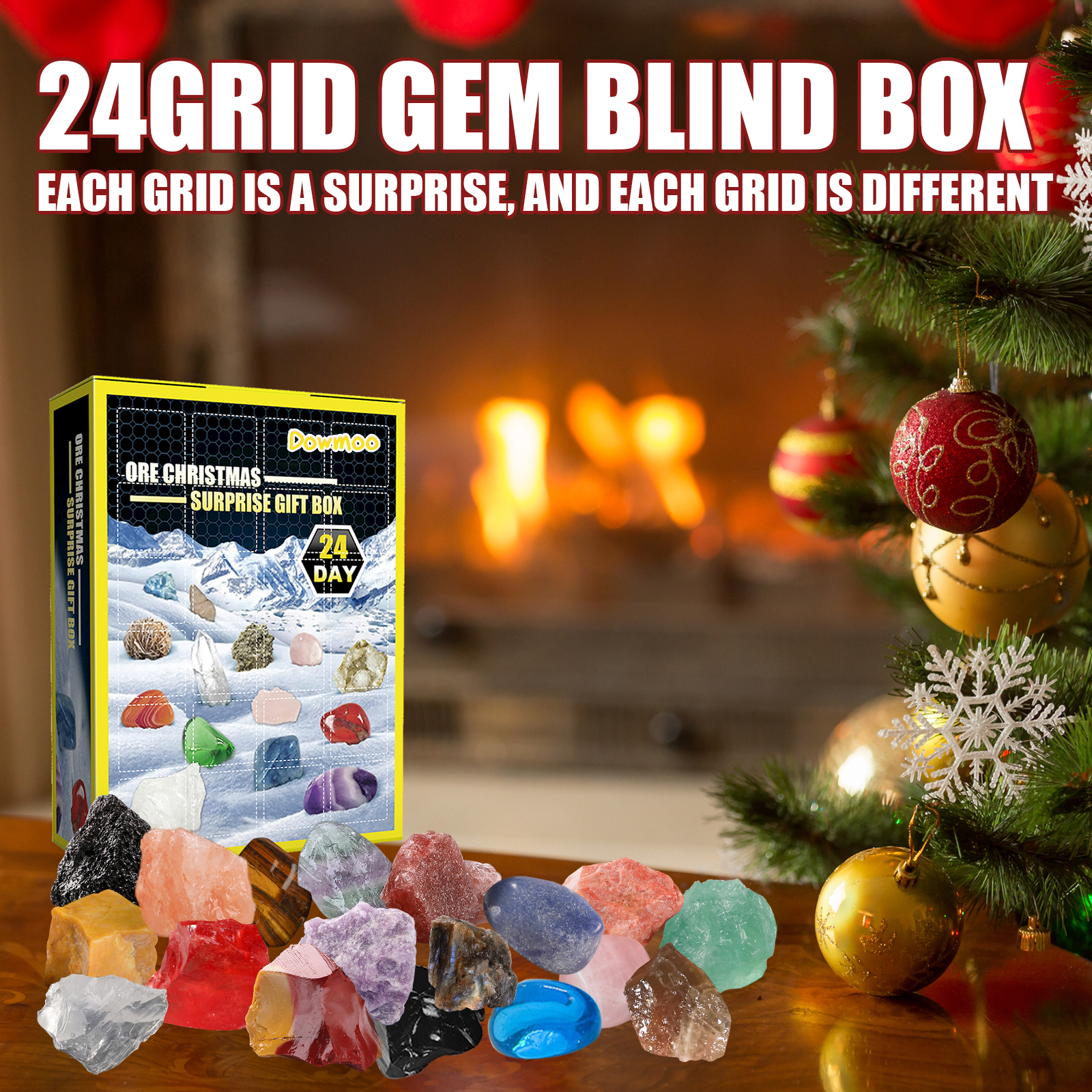 Twenty-four mineral compartments in clear organizer