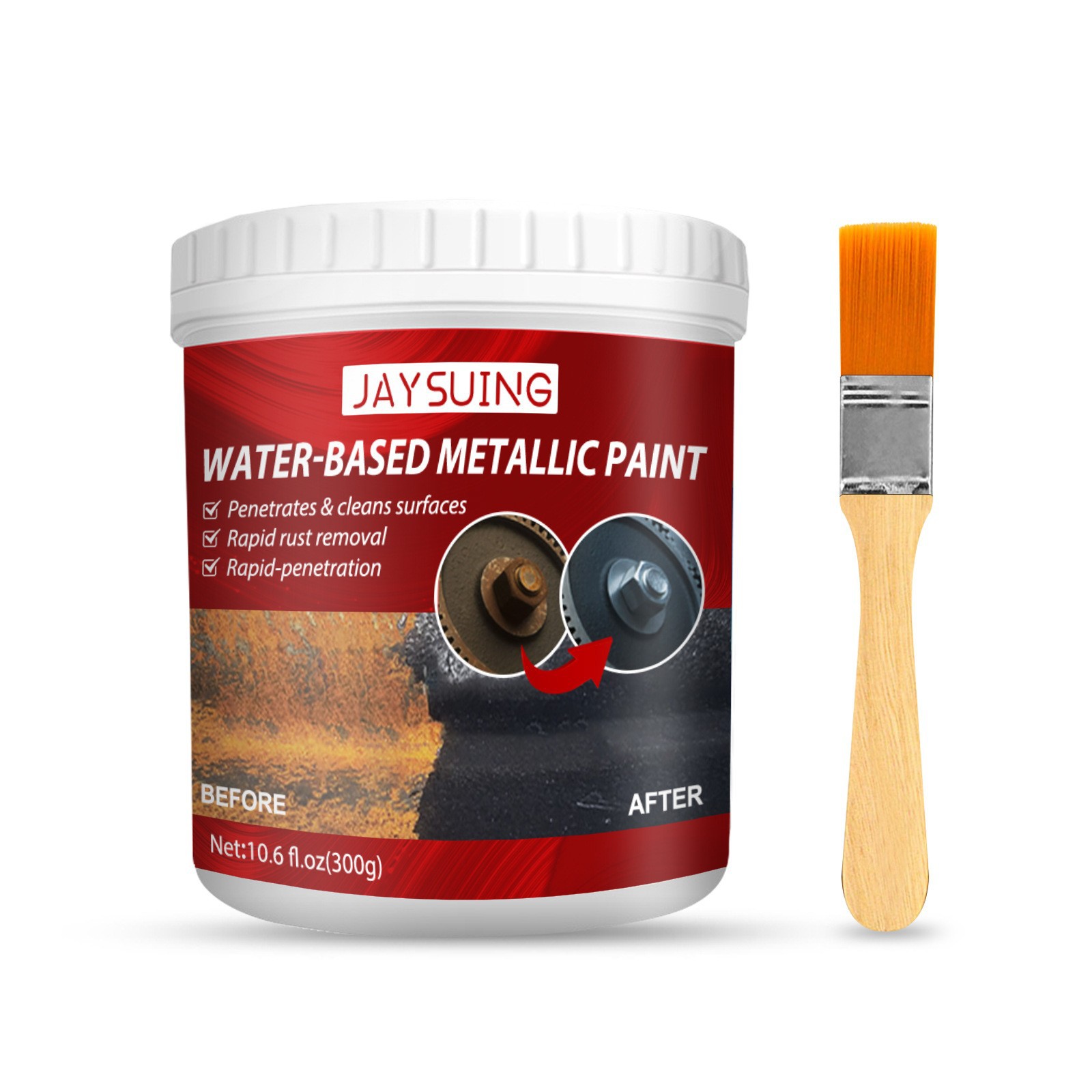 Rust removal claims on metallic primer label
