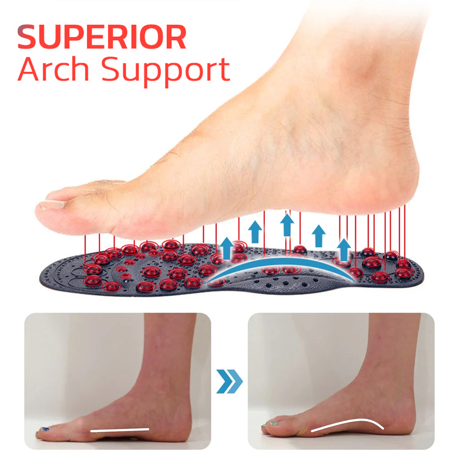 Side profile showing contoured arch support and pressure points