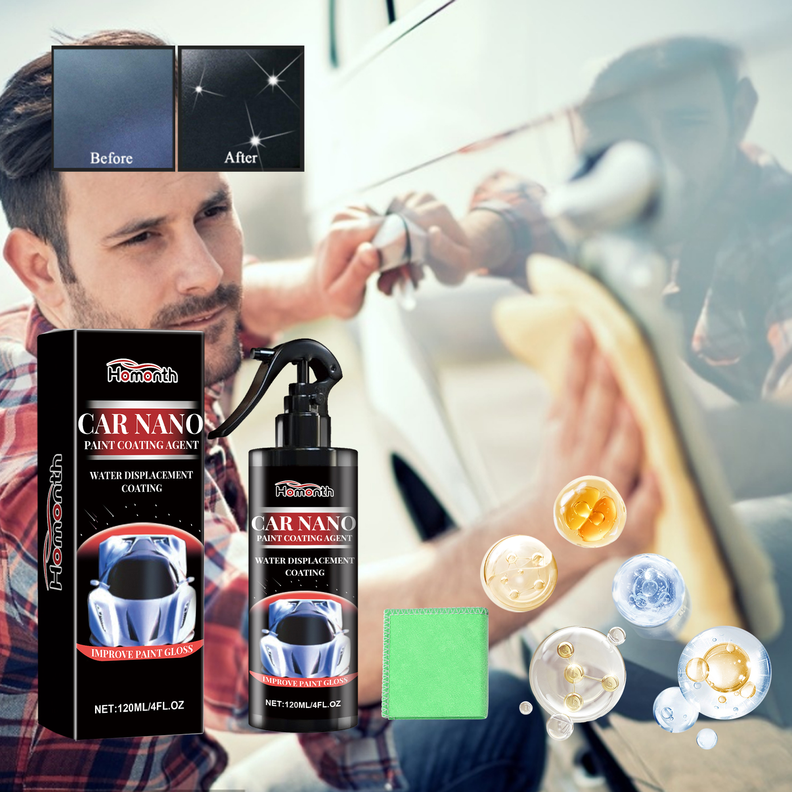 Hand applying spray coating to vehicle paint