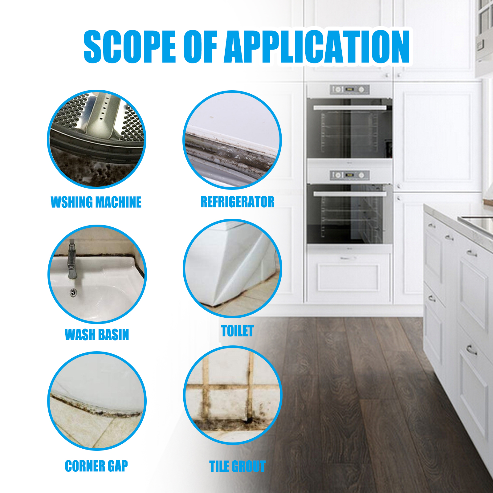 Application graphic showing six household cleaning zones