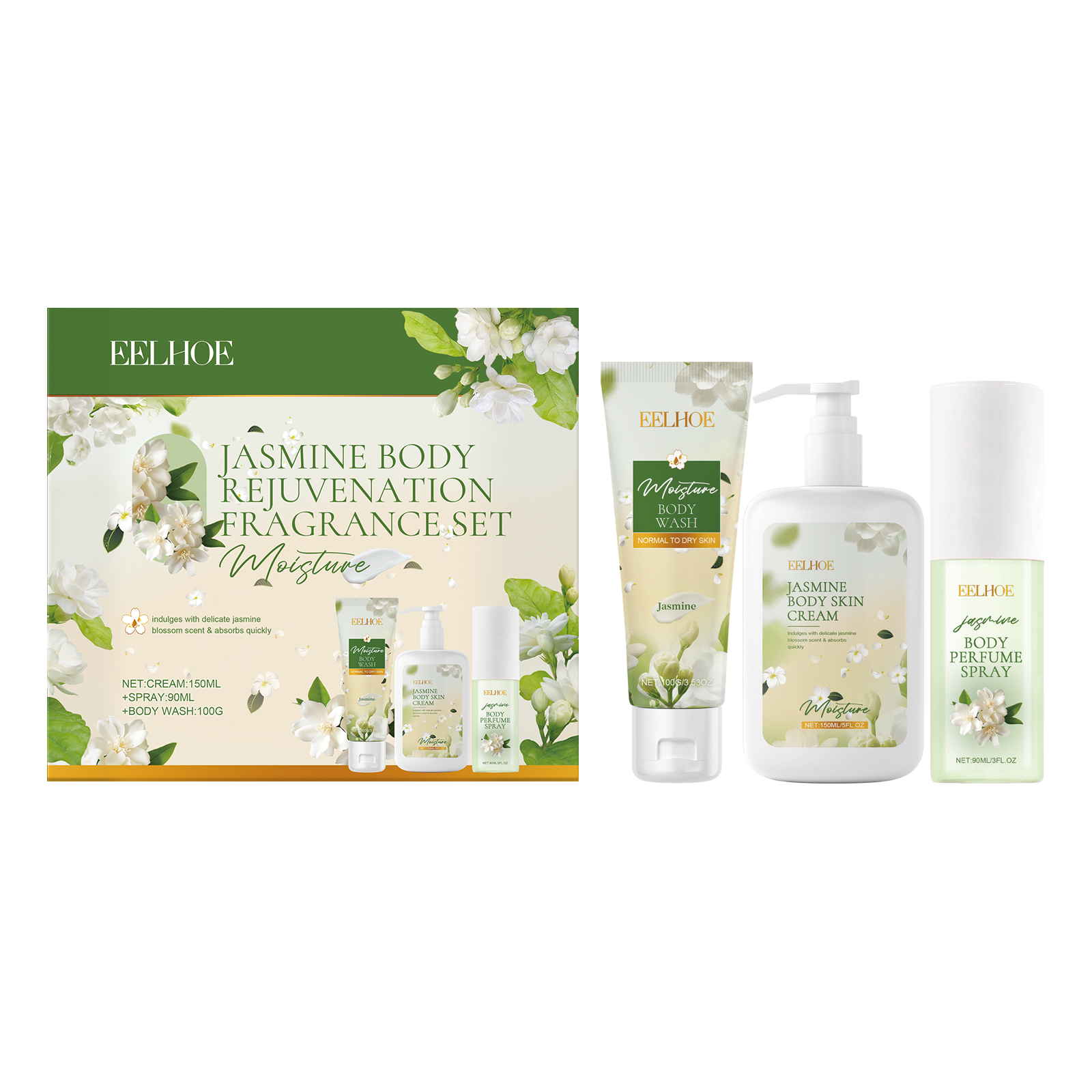 Jasmine Body Care Set Gently Cleanses And Moisturizes Body S