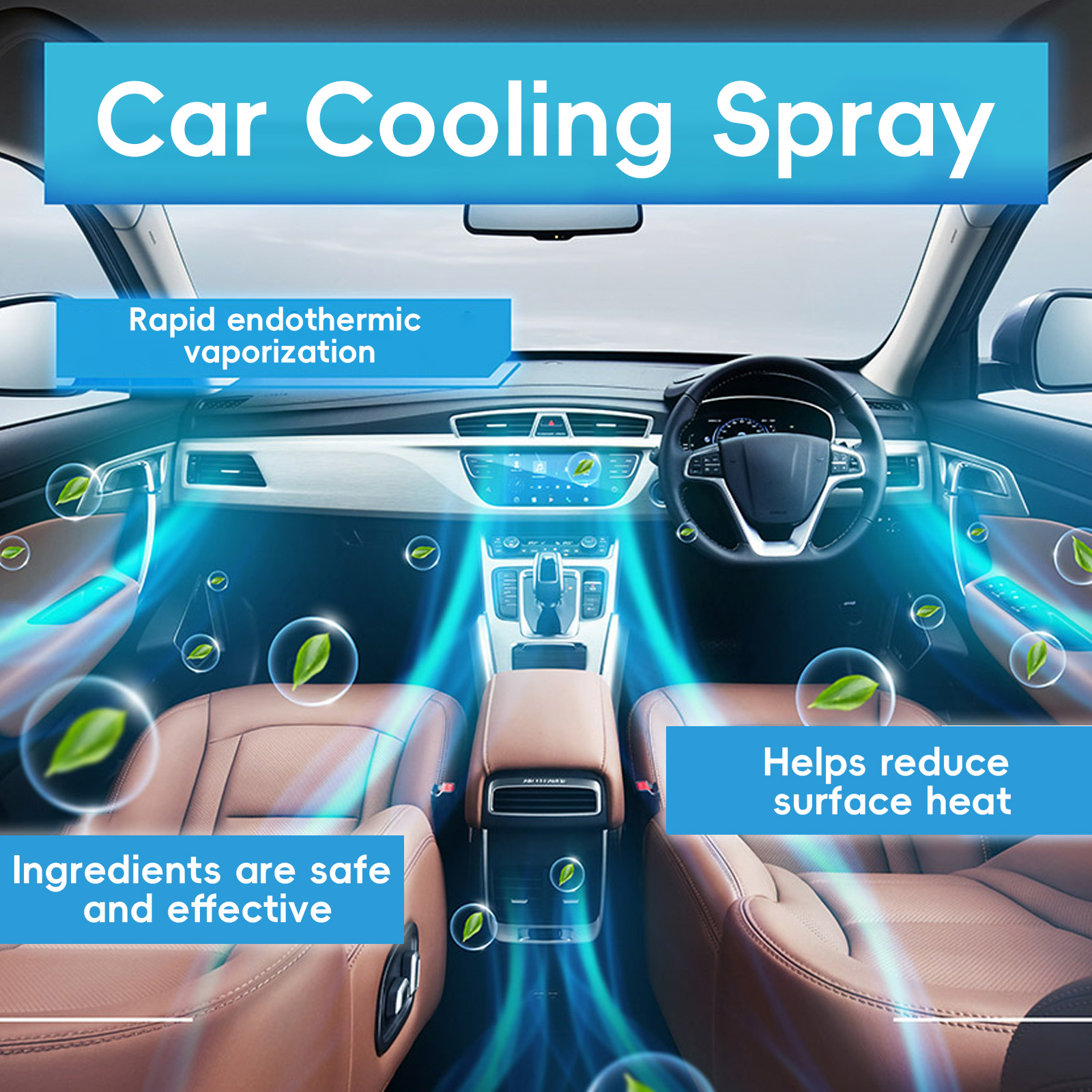 Cooling mechanism illustration for hot car surfaces