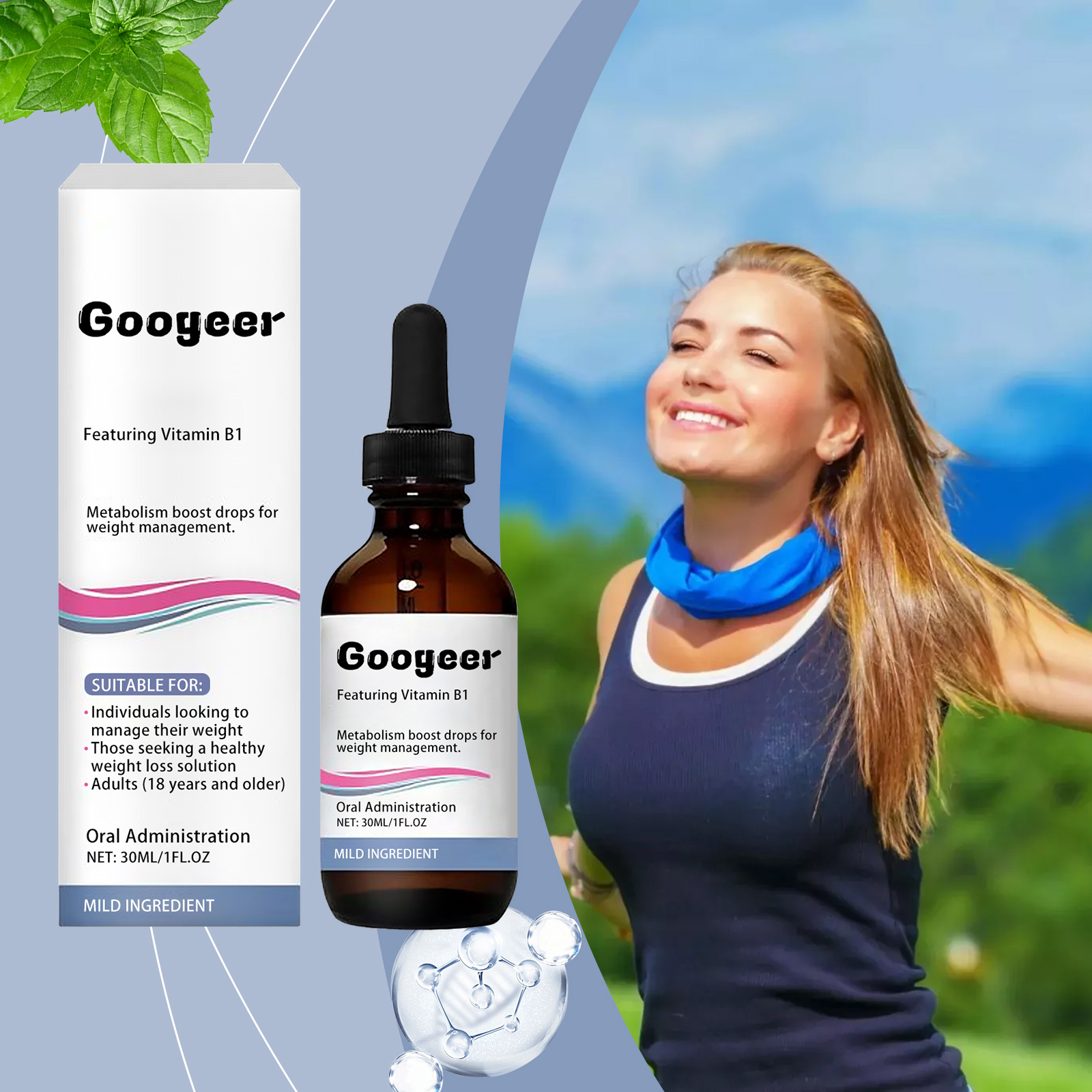 Metabolism drops presented for an active daily routine