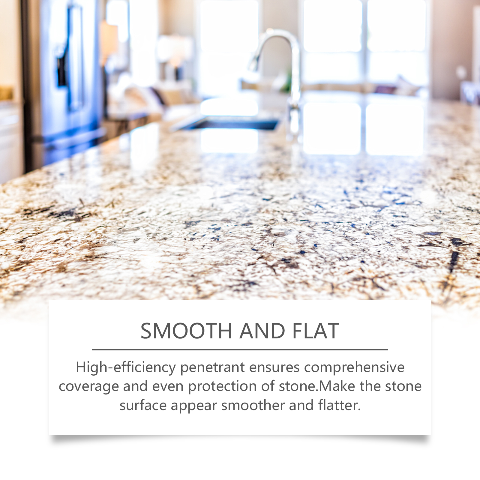 Bright stone countertop showing smoother flatter appearance