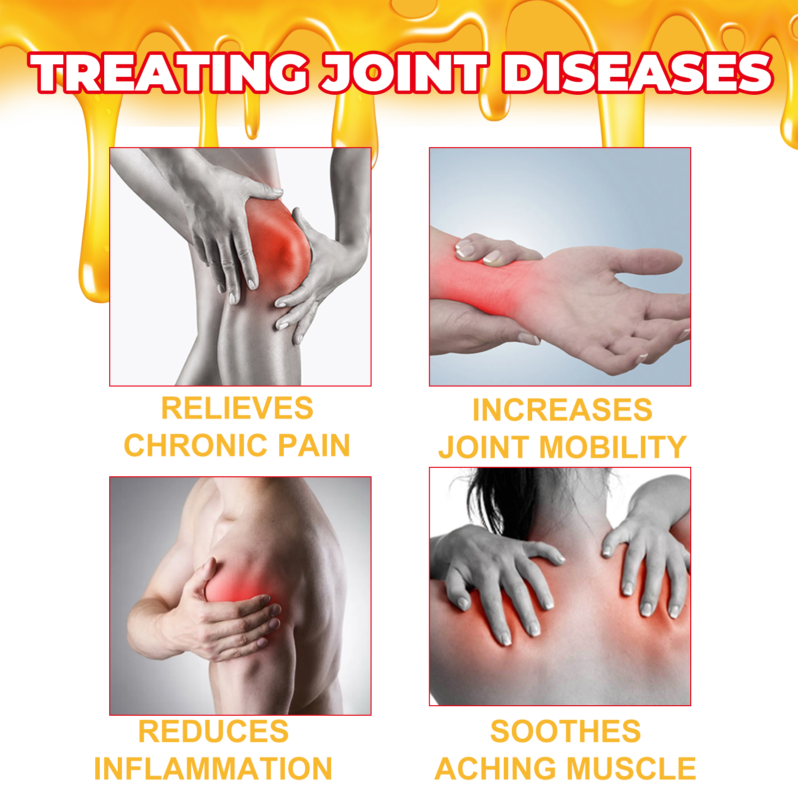 Joint cream benefits graphic for knee and muscles