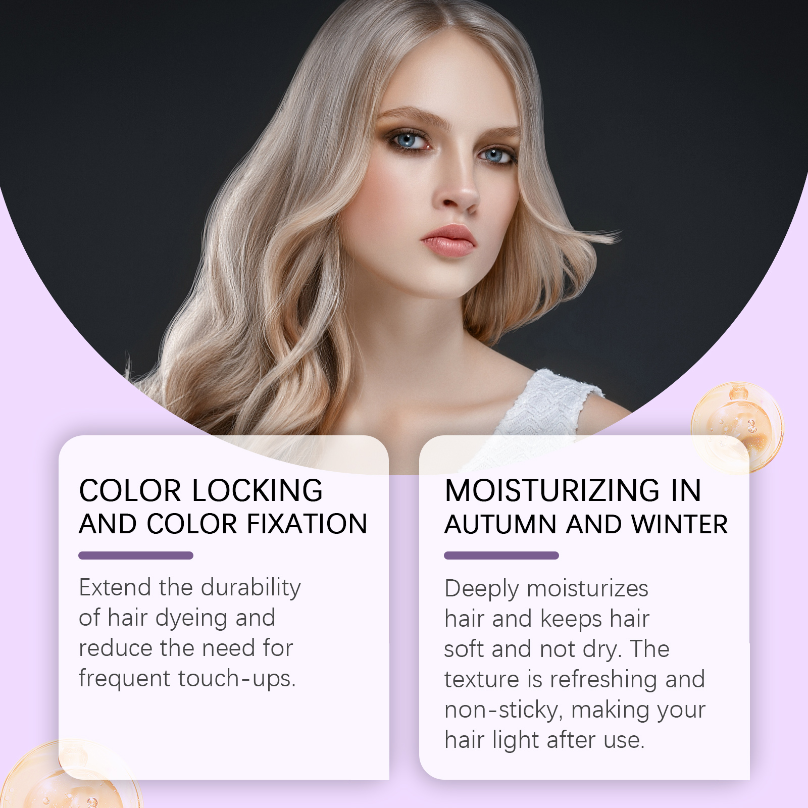 Blonde hair moisture and color locking product claims