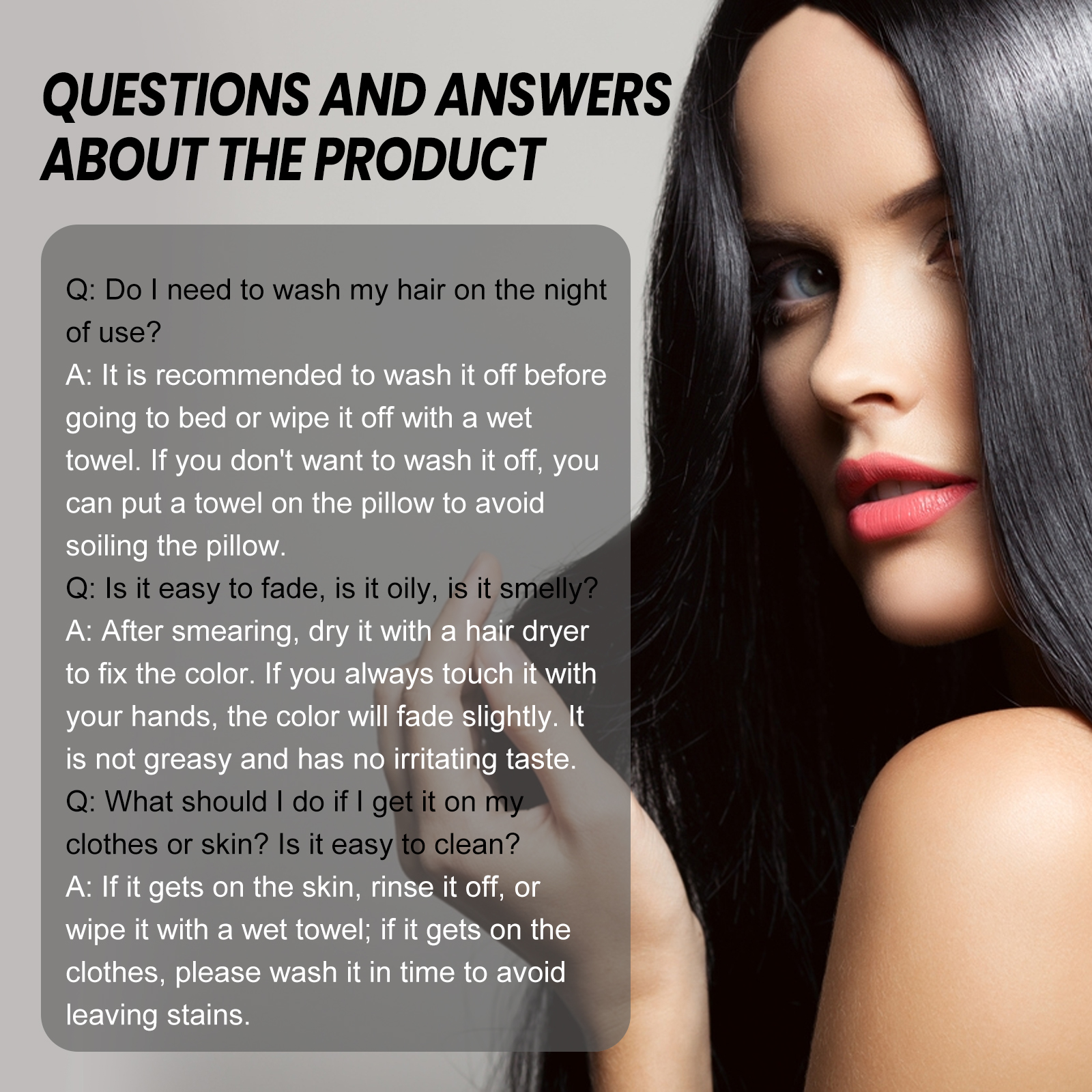 Hair touch-up guidance with wash-off instructions