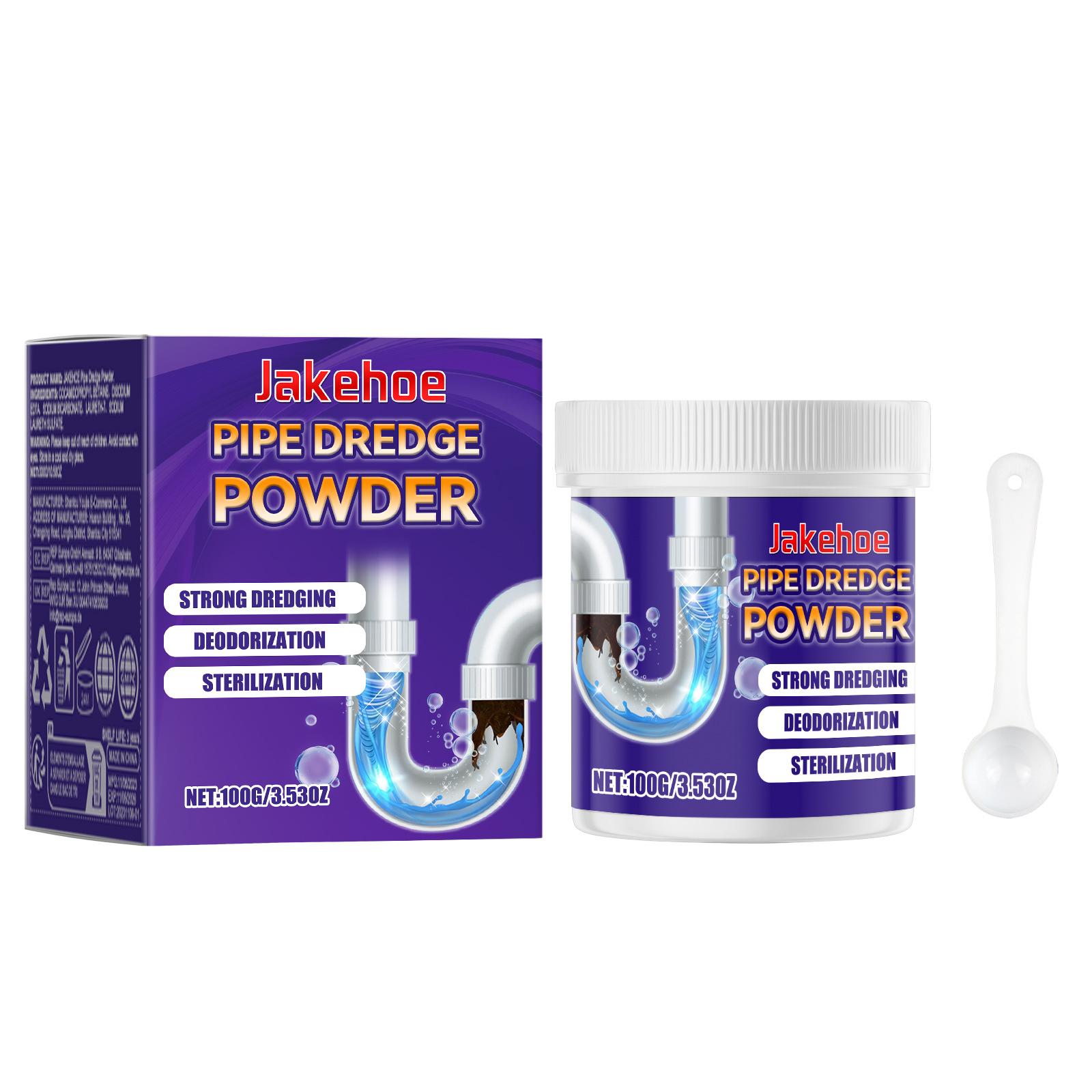 JAKEHOE Pipe Dredge Powder, Household Kitchen And Bathroom Drain Water Clogging