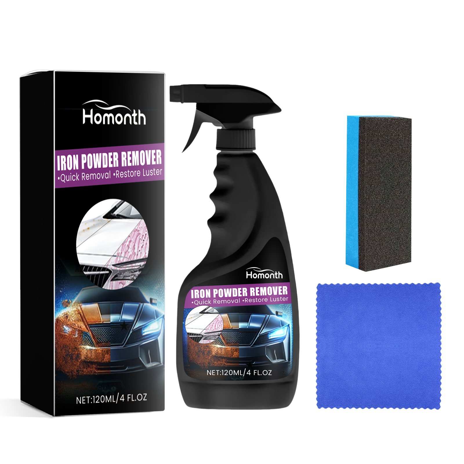 Glossy black trigger spray bottle for car detailing